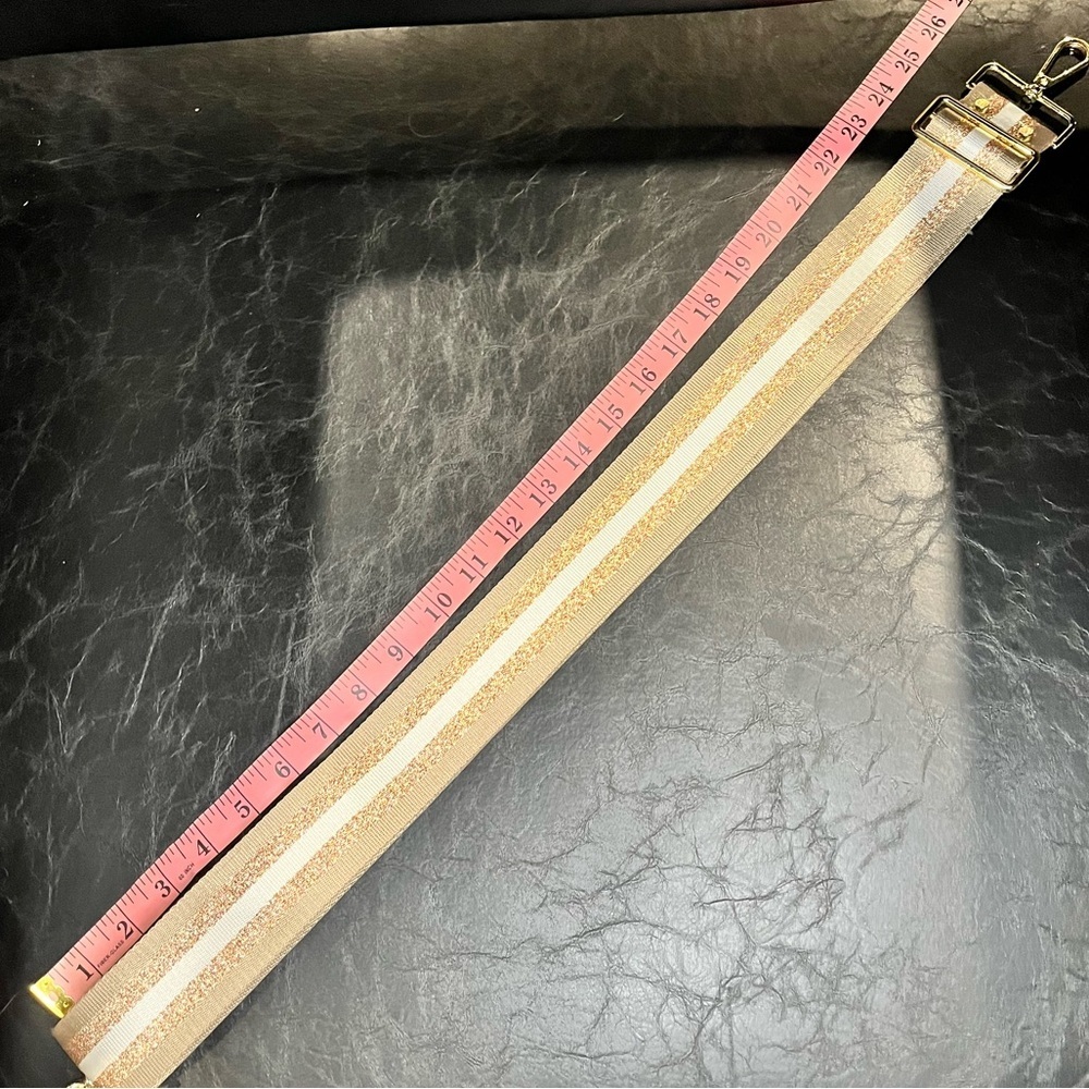 Elie Beaumont Metallic Rose Gold Stripe Adjustable Strap Eb Hardware | Like New — image 7 of 8